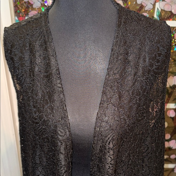 LuLaRoe Black Lace Sleeveless Kimono - EUC - Large - Picture 3 of 5
